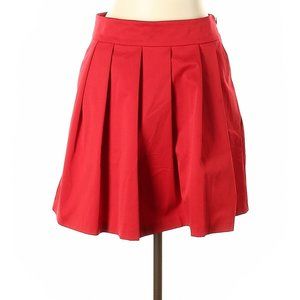 Ann Taylor Red Pleat Mini Skirt 10 Petite